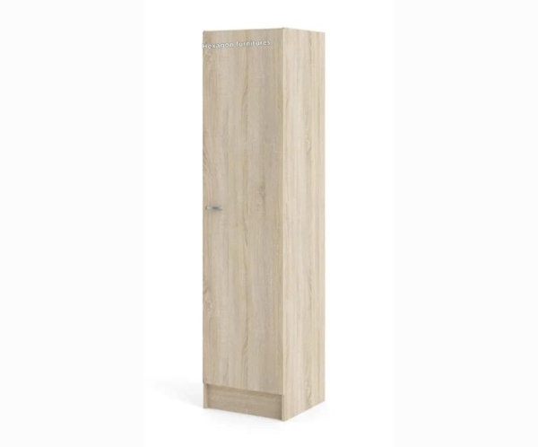 Single Door Wardrobe with Four Shelves in White