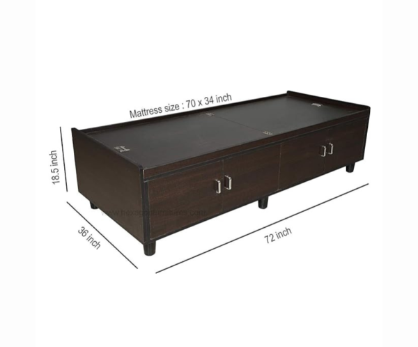 Single Size Bed with Box Storage | Dark Brick Texture
