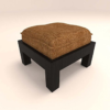 3 Large Light Brown Cushioned Four Stool Living Room Table