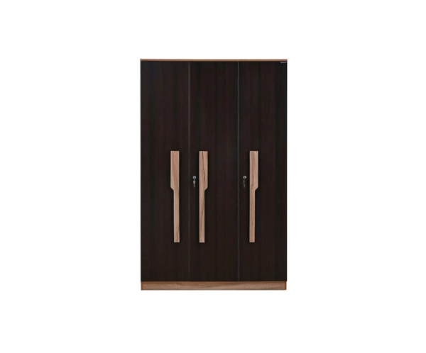 Three Door Wardrobe with Drawer and Shelves | Hanging Space | Engineered Wood | Brown