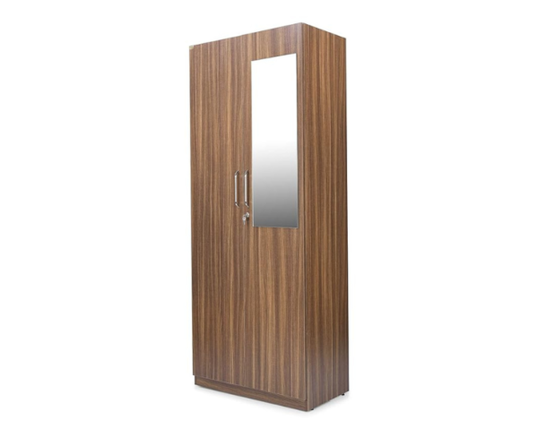 Double Door Wardrobe with Mirror | Suede Matte Finish | Indiana Teak