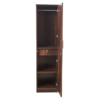 Single Door Wardrobe | Engineered Wood - Walnut Finish