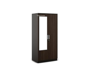 Double Door Premium Wardrobe | Dark Brown with shelve and Drawer | Engineered Wood