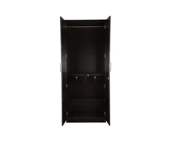 Orchid Dark Wooden Double Door Wardrobe with Mirror | Standard | Brown