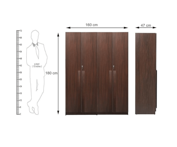 Four Door Wardrobe Without Drawer & Without Mirror | Walnut