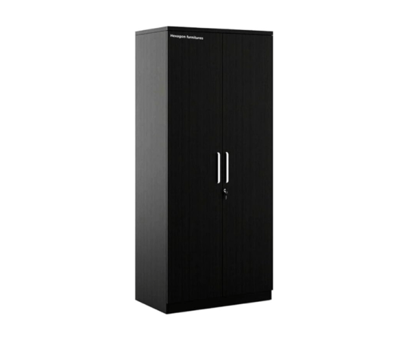 Double Door Wardrobe Dark Brown with Locker and Drawer