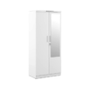 Engineered Wood Double Door Wardrobe With Drawer And Mirror | Frosty White Colour