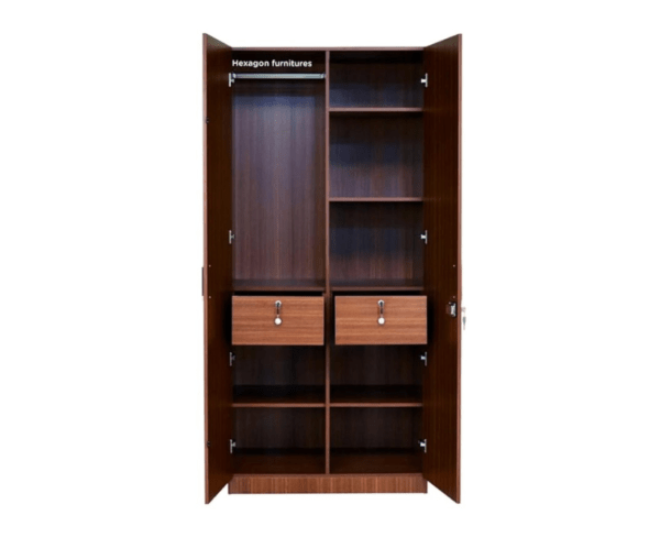 Double Door Wardrobe with 2 Drawers and 4 Shelves