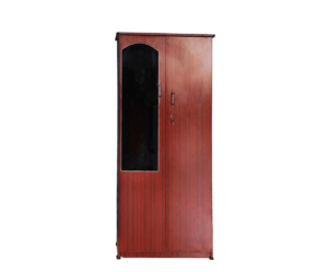 Double Door Wardrobe with Mirror in Rosewood Color