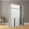 Engineered Wood Four Door Wardrobe Frosty White With Loft And Locker for Bedroom Multiple Shelves For Storage