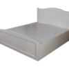White Queen Size Textured Bed with Storage | Wood