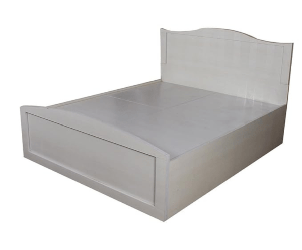 White Queen Size Textured Bed with Storage | Wood