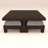 Large Grey Cushion 4 Stool Centre Table