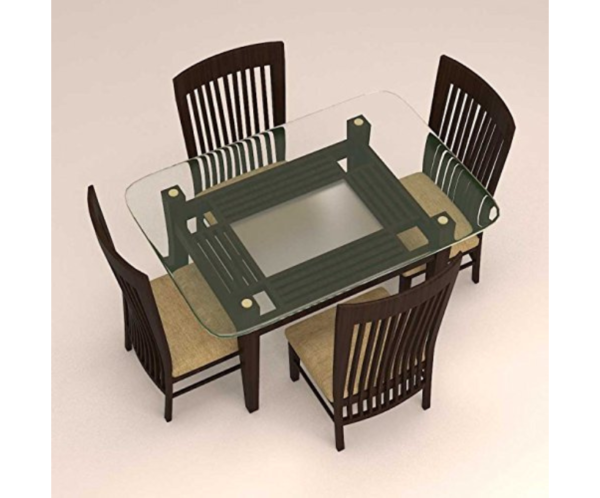 Vertical Striped Four Seater with Glass Top Dinnng Set