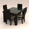Square Vertical Stripe Designed Dinning Set with Four Seaters