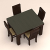 Four Seater Dinning Set with Vertical Stripe and Glass Table Top
