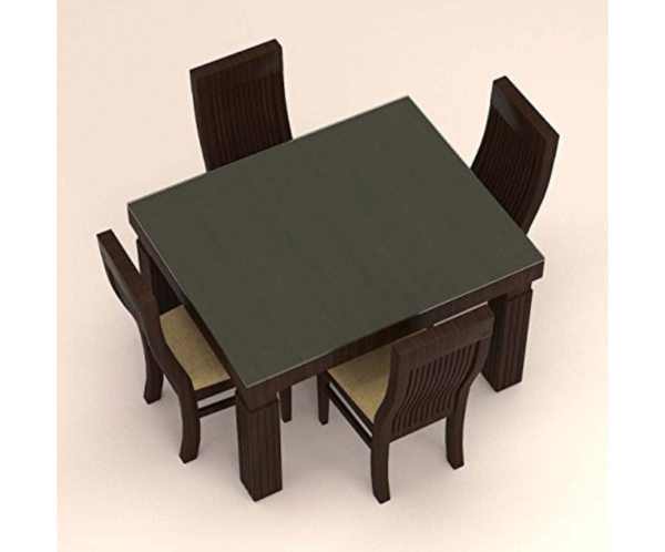 Four Seater Dinning Set with Vertical Stripe and Glass Table Top