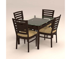 Ladder Style Four Seater Dining Set with Glass Table Top