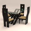 Criss Cross Designed Four Seater Glass Dinning Set