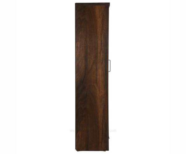 Wood Base Dark Wooden Texture Single Door Wardrobe with Mirror
