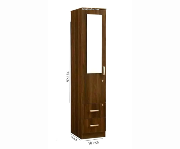 Single Door Wardrobe with Two Drawer and Mirror