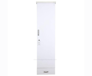 Crystal Engineered Wood Single Door Wardrobe | White