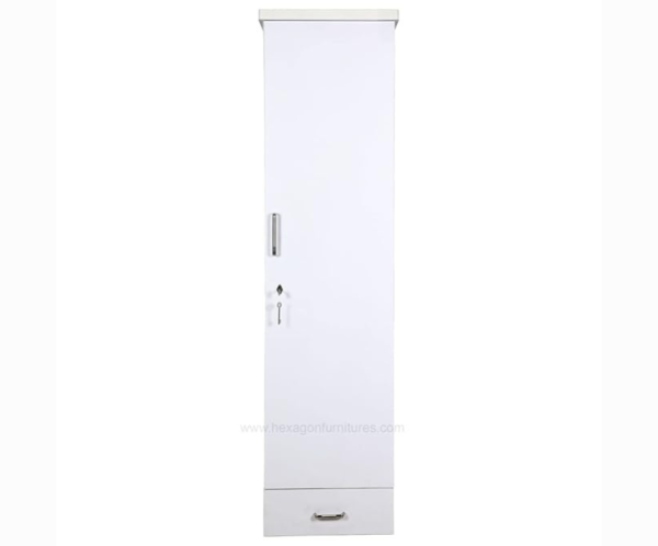 Crystal Engineered Wood Single Door Wardrobe | White