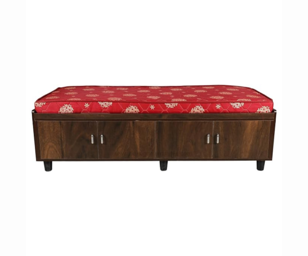 Wooden Texture Single Size Bed with Mattress and Box Storage