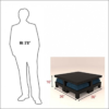 Large Blue Cushioned Four Stool Coffee Center Table