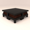 Four Stool Coffee Table with Dark Brown Cushions