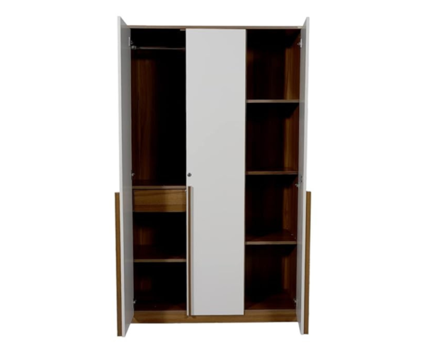 Modular Three Door Wadrobe | White & Cherrypine Walnut
