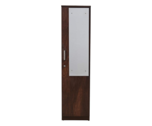 Single Door Wardrobe | Engineered Wood - Walnut Finish