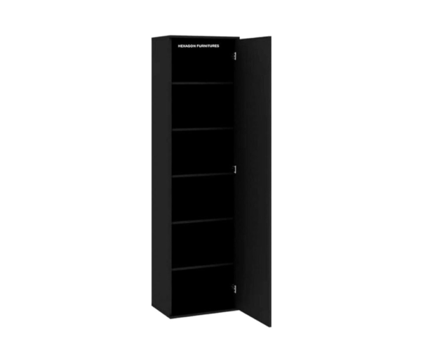 Single Door Wardrobe | Dark Chocolate Brown with Shelves | Engineered Wood