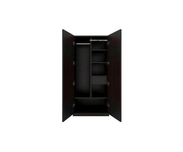 Double Door Wardrobe with Drawer and Mirror in Wenge Colour