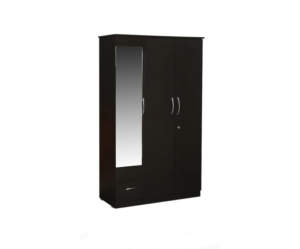 Three Door Wardrobe Wenge Finish with Drawer and Mirror
