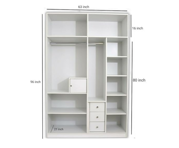 Engineered Wood Four Door Wardrobe Frosty White With Loft And Locker for Bedroom Multiple Shelves For Storage
