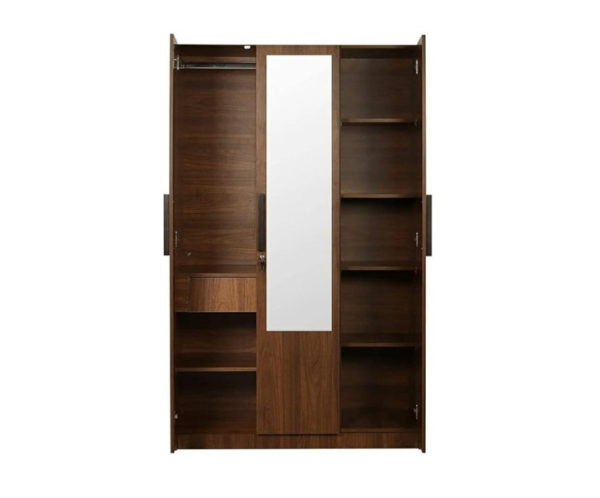 Three Door Wardrobewith Draw and Shelves for Clothes | Mirror and Hanging Space