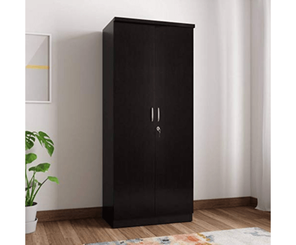 Engineered Wood Double Door Wardrobe | Finish Color - Wenge
