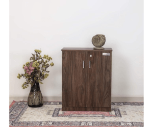 Engineered Wood Shoe Rack with Wooden Legs Multipurpose |1 Cabinet with 3 Shelves