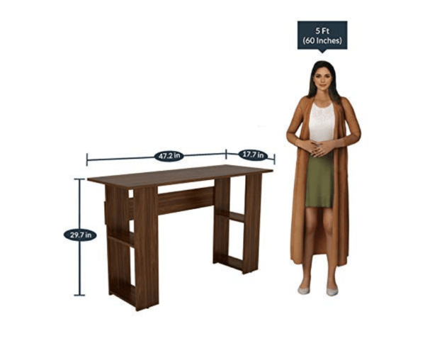 Study Table for Students | Office Desk with Shelf Storage Wooden | Laptop Tables for Home | Walnut Brown Finish