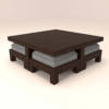 Large Grey Cushion 4 Stool Centre Table