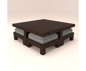 Large Grey Cushion 4 Stool Centre Table