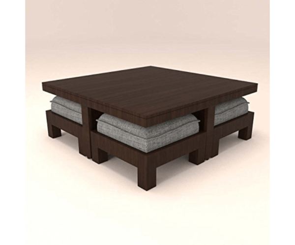 Large Grey Cushion 4 Stool Centre Table