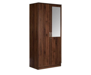 Double Door Wardrobe with 4 Shelves and Mirror