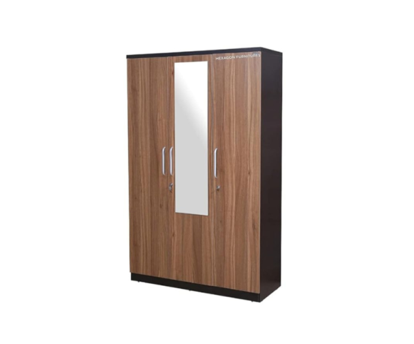 Three Door Wardrobe with Mirror and Drawer