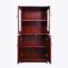 Four feet Matte Multi-Ply Wood Bookcase with Four Door in Maroon Color