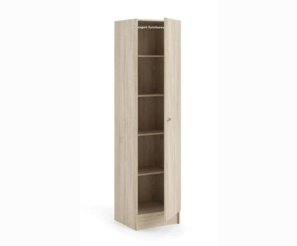 Single Door Wardrobe with Four Shelves in White
