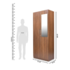 Double Door Wardrobe with Mirror | Suede Matte Finish | Indiana Teak