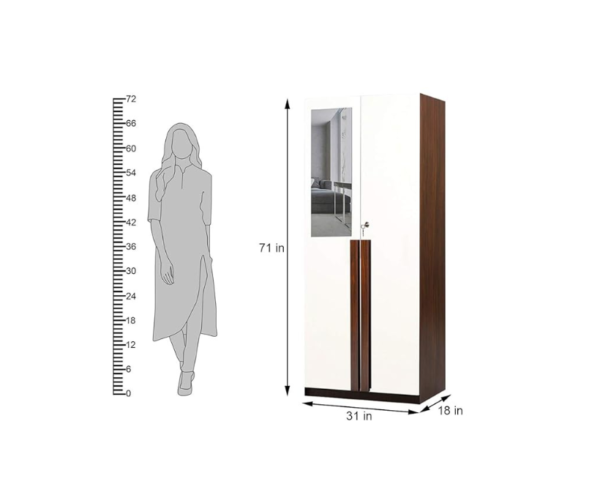 Double Door Deluxe Engineered Wood Wardrobe White