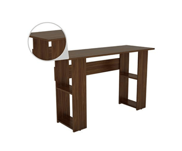 Study Table for Students | Office Desk with Shelf Storage Wooden | Laptop Tables for Home | Walnut Brown Finish